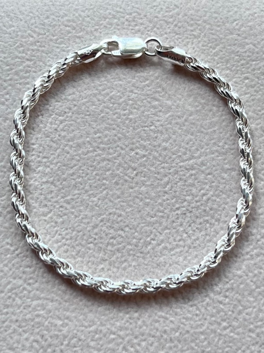 B043 | .925 Sterling Silver Twisted Rope Chain Bracelet